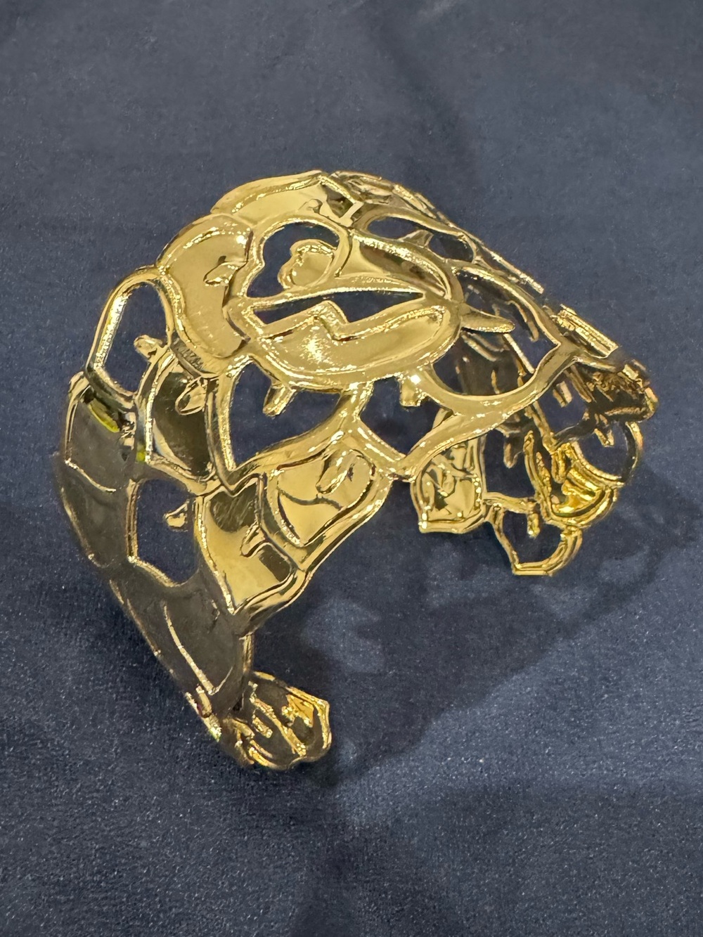 Gold Floral Cutout Cuff Bracelet - Women Jewelry